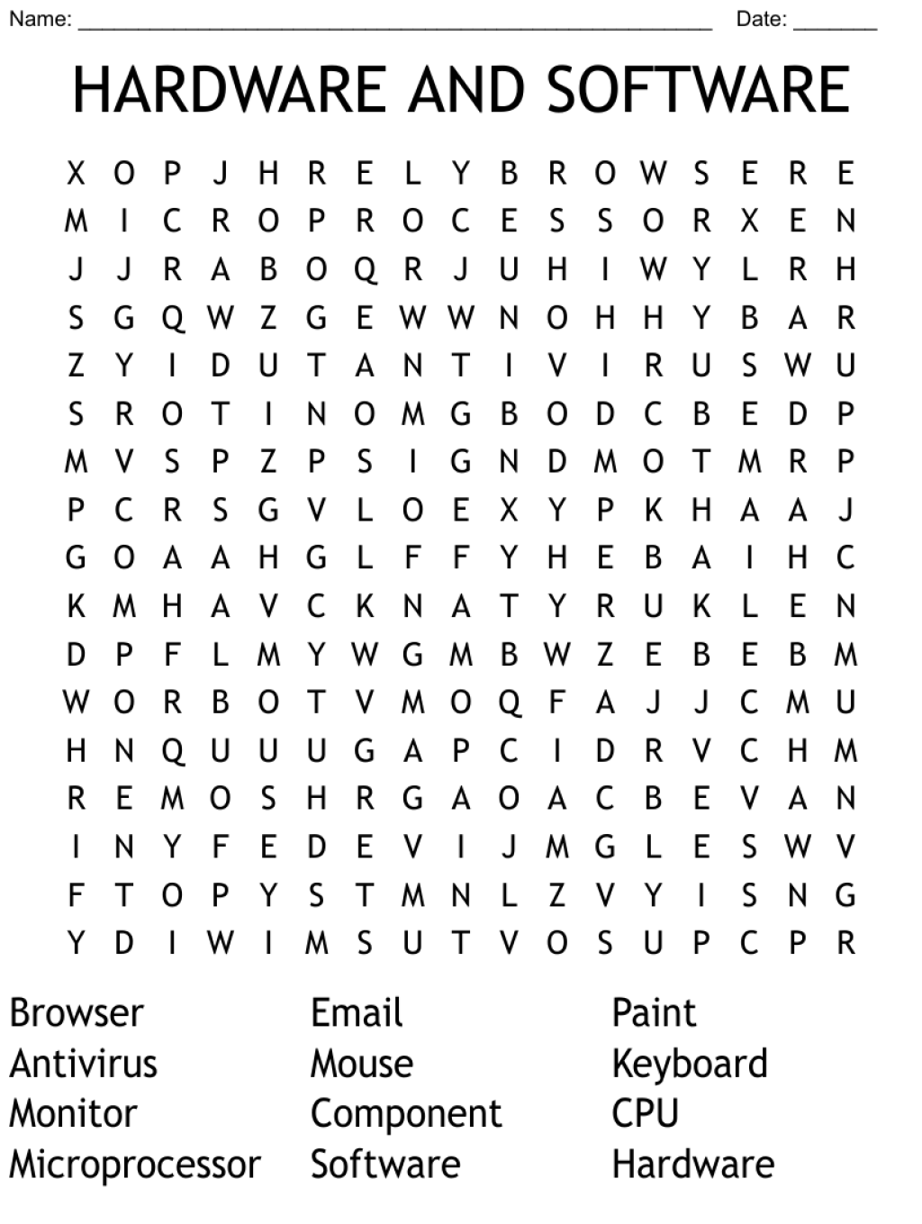 Picture of: HARDWARE AND SOFTWARE Word Search – WordMint