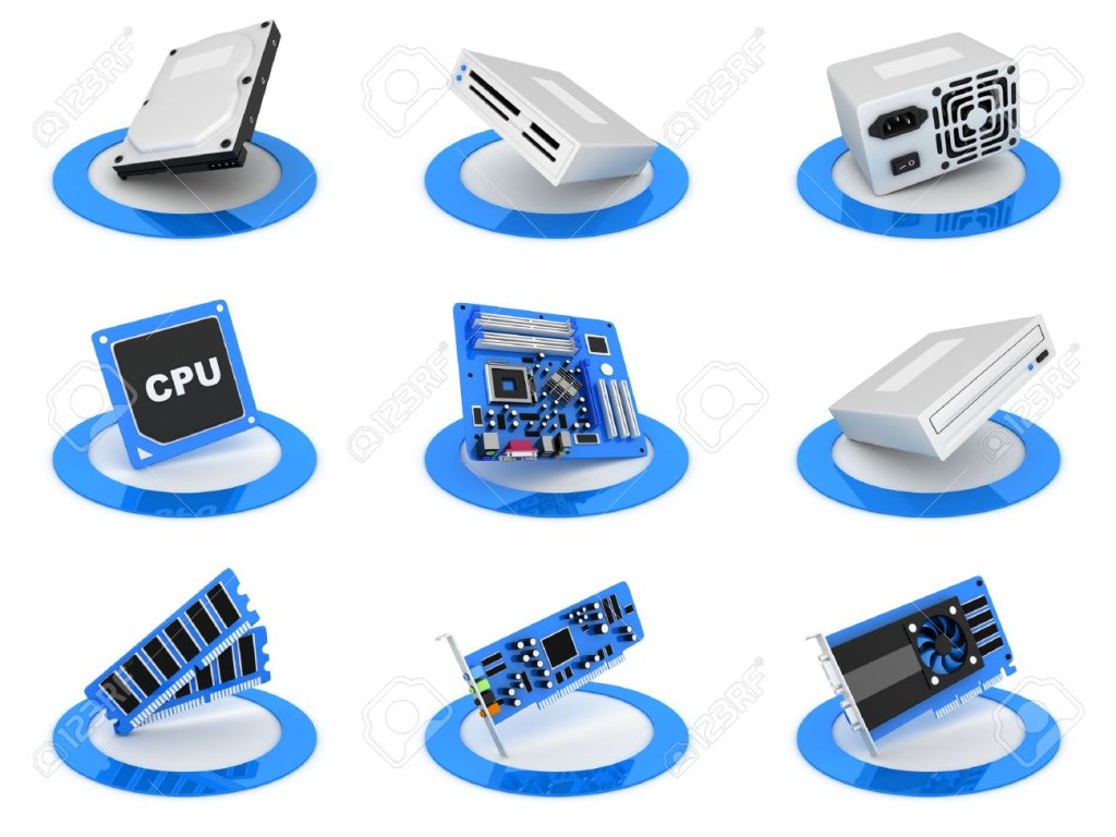 Picture of: Parts Computer Icon, Blue Colour (done In d) Stock Photo, Picture